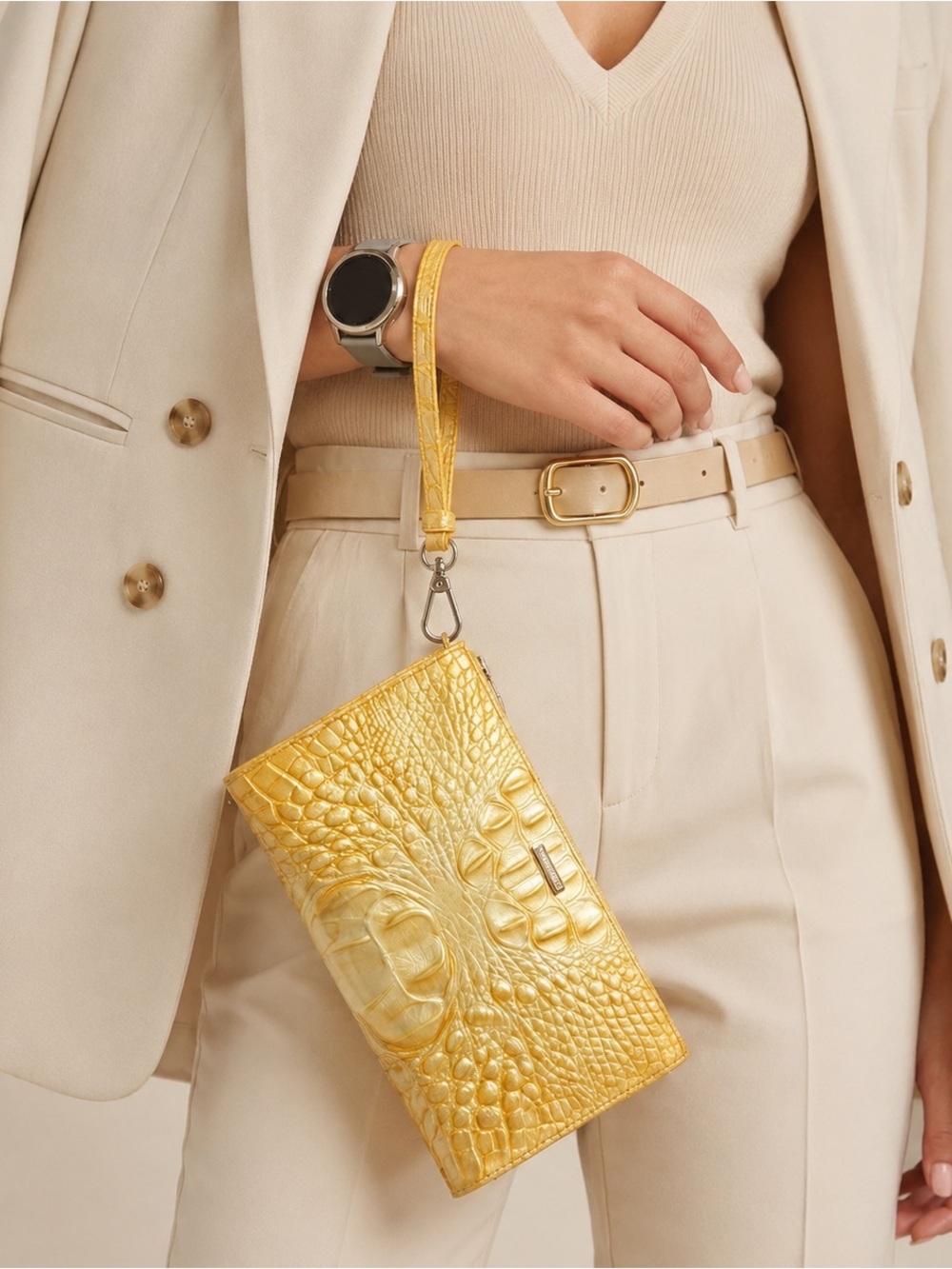 Brahmin Daisy Clutch Wristlet Lemon Drop Melbourne Leather